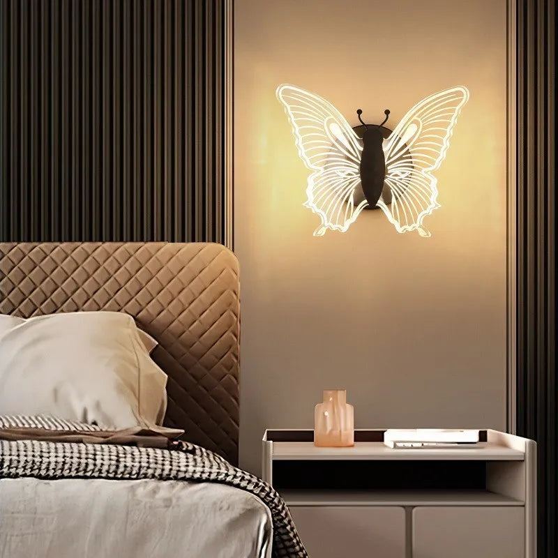 applique murale led acrylique noir en forme de papillon - vue 2 sur 10