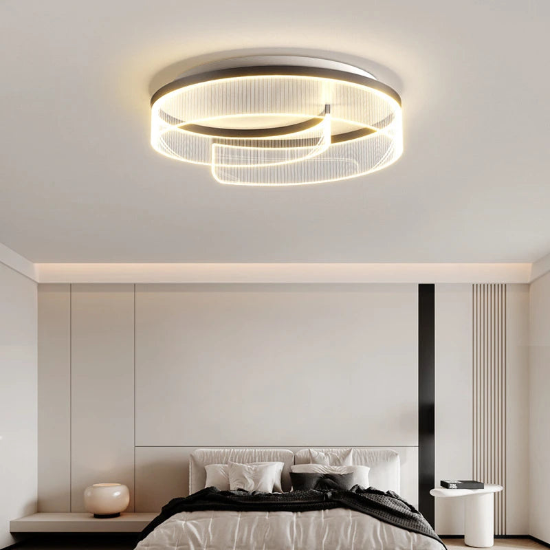 plafonnier led moderne abat-jour rond en acrylique transparent décoratif - vue 7 sur 7