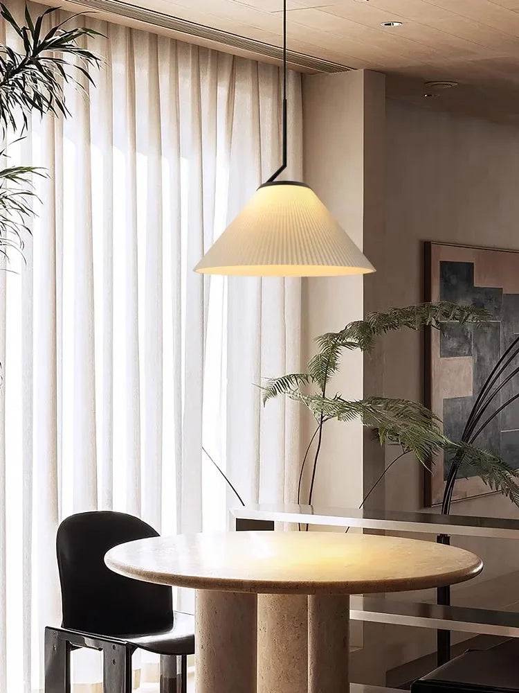Nordique Plissé Crème PENDENTIF LED Lumière Pour Salon Cuisine Restaurant Lustre Loft Suspension Lustre Décoration de La Maison - vue 7 sur 7