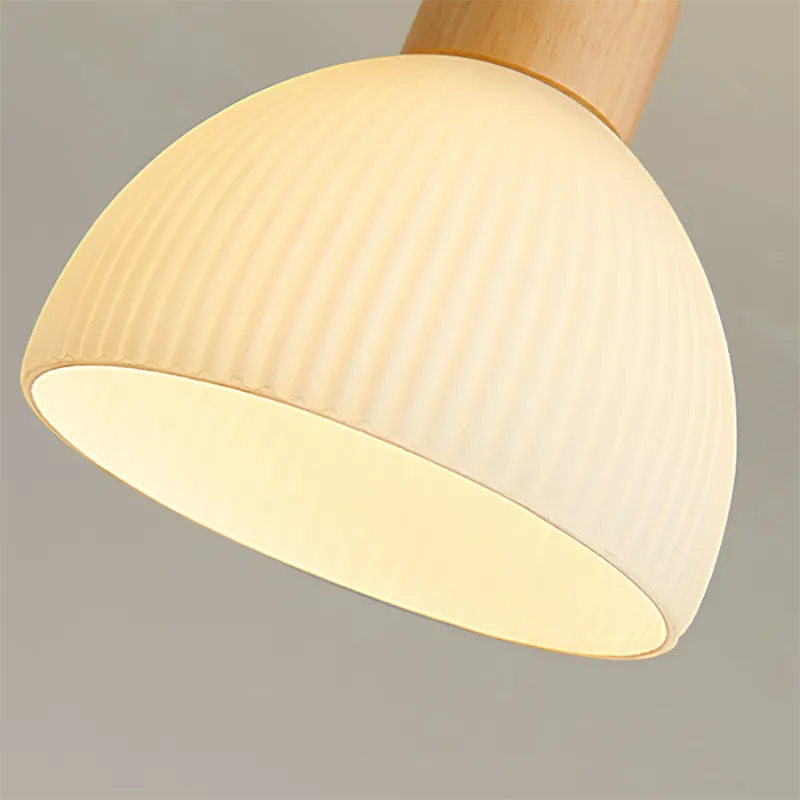 Lustre LED Verre Bois Lumière Salon Étude Salle Manger - vue 6 sur 12