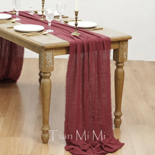 Chemin de table gaze coton rétro bohème mariage décoration