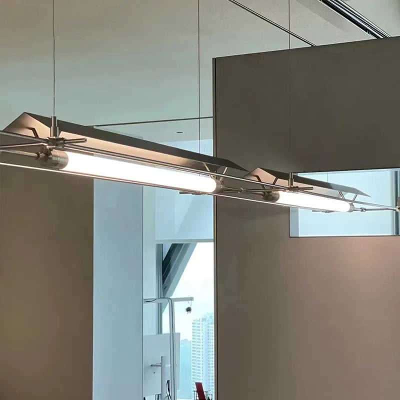 lustre industriel led ultra long pour bar studio bureau - vue 4 sur 8
