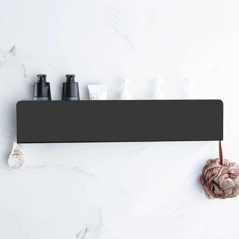 etagère de rangement murale avec crochets en aluminium pour douche et cuisine - vue 5 sur 15