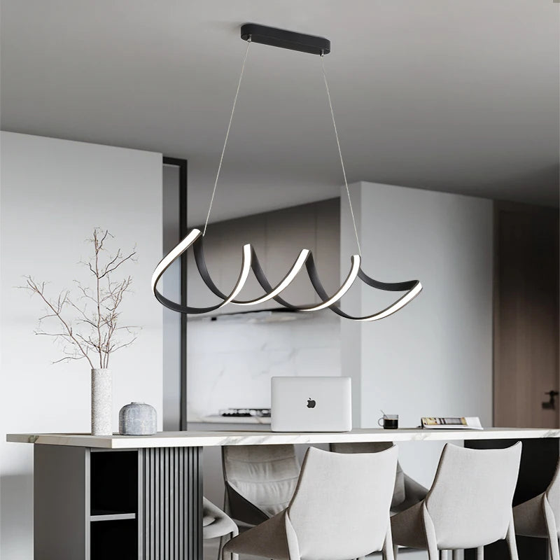 Lustre spirale LED minimaliste décor maison éclairage intérieur
