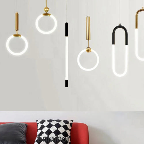 Nordique créatif suspension LED lumière 360 ° lueur chambre chevet Art lustre postmoderne suspension lampe de luxe