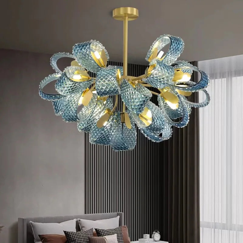 lustre de luxe moderne 2022 en laiton verre pour décoration maison - vue 2 sur 9