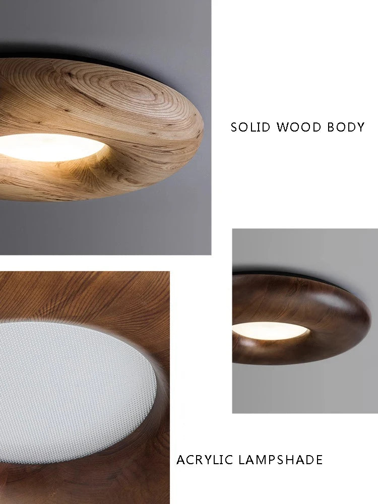plafonnier led design rétro moderne en bois foncé grand lustre - vue 7 sur 9