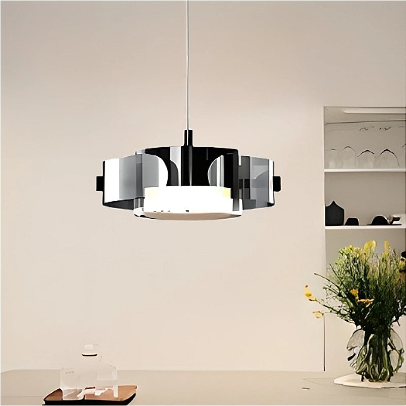 lustre en verre minimaliste avec boule et anneau décoratif