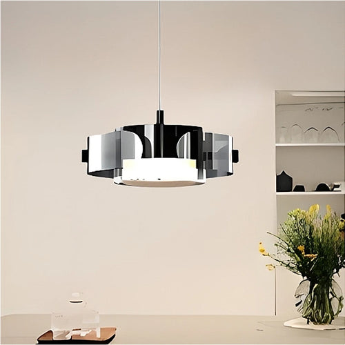 lustre en verre minimaliste avec boule et anneau décoratif