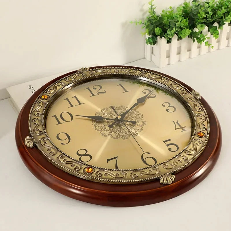horloge murale en bois et métal style nordique rétro silencieuse - vue 5 sur 14