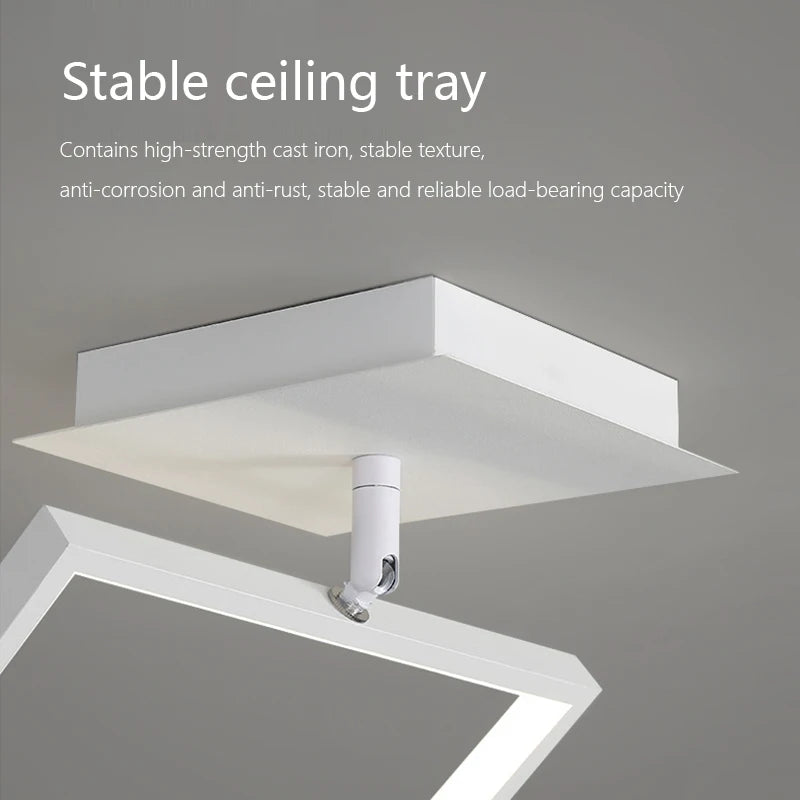 lustre carré minimaliste moderne avec éclairage dimmable - vue 7 sur 14