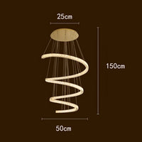 Les escaliers modernes d'anneau ont mené des lumières pendantes pour le salon ont mené des lustres pour la salle à manger accrochant l'éclairage intérieur léger
