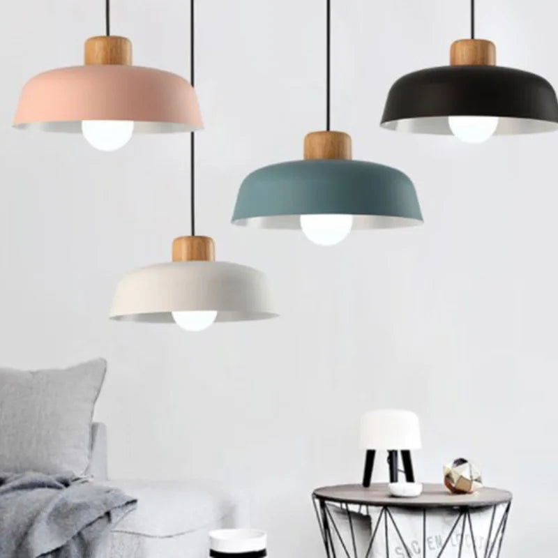 lustre style nordique en aluminium macaron led décoratif - vue 4 sur 12