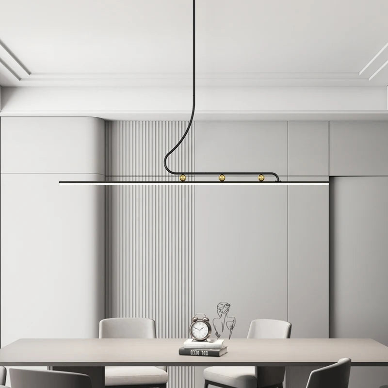 lampes suspendues modernes longue bande éclairage intérieur décoration maison - vue 7 sur 15
