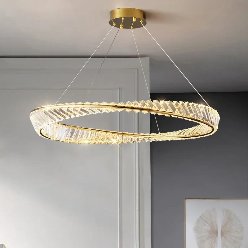 lustre doré de luxe pour salon décor chambre en cristal éclairage en verre argenté