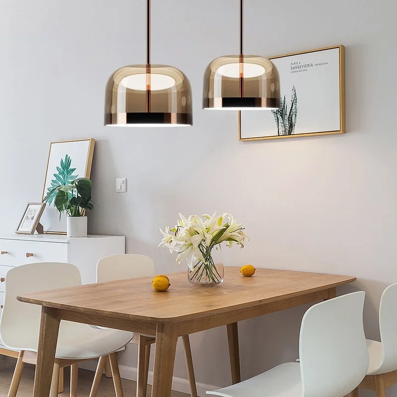suspension en verre design nordique led moderne - vue 6 sur 9