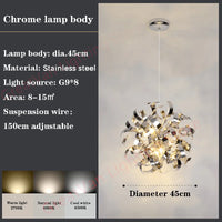 lustre post-moderne de luxe en acier inoxydable pour hôtel