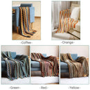 plaid boheme tisse a carreaux avec pompons doux