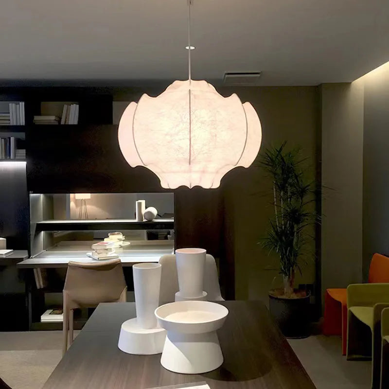 plafonnier wabi sabi en soie japonaise pour décoration intérieure moderne - vue 4 sur 9