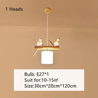 Suspension nordique en bois pour Table à manger îlot de cuisine créatif oiseau Led lustre moderne Bar café arbres éclairage suspendu