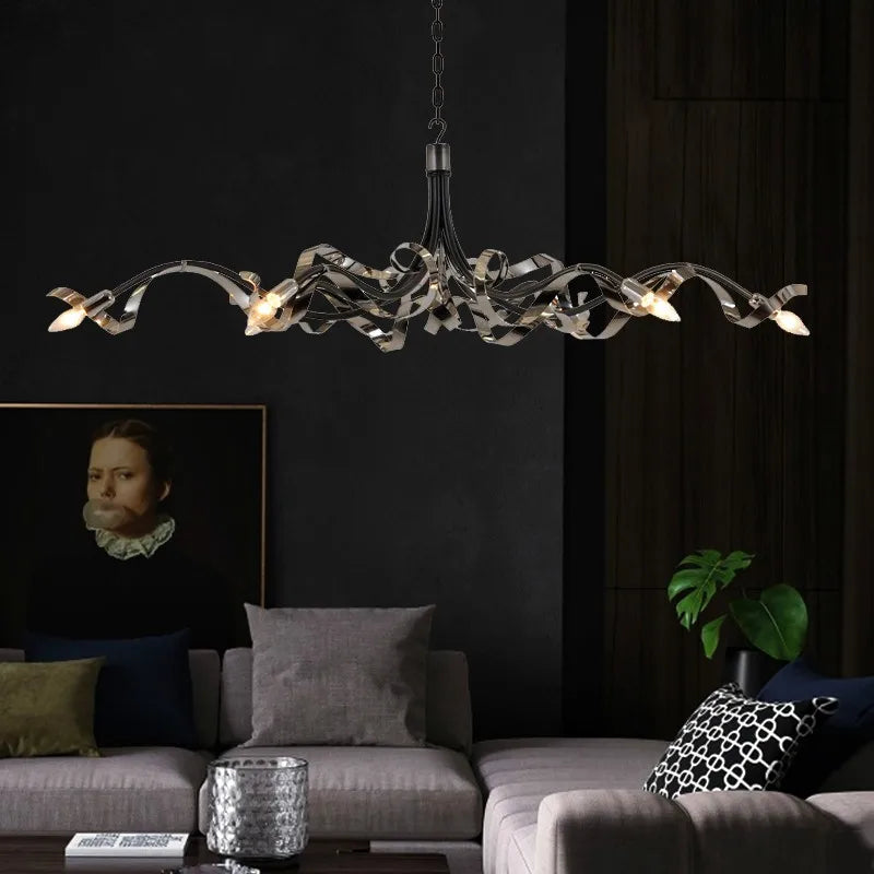 lustre postmoderne de luxe en acier inoxydable simple et personnalisé