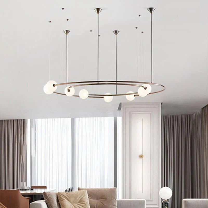 Lustre suspendu en anneau créatif au design nordique moderne - vue 4 sur 10