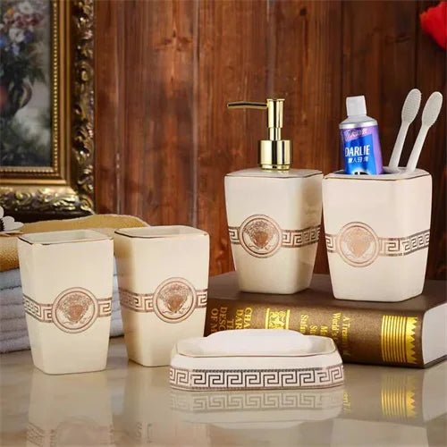 ensemble de 5 accessoires de salle de bain luxe pour mariage - vue 15 sur 20