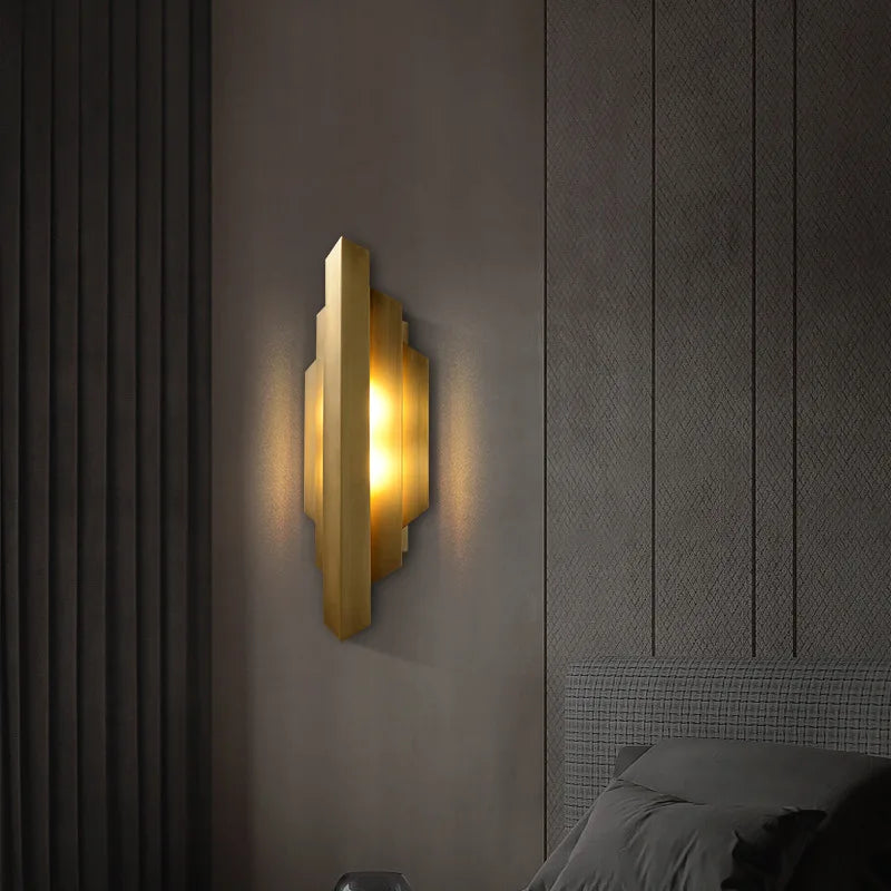 applique murale moderne en acier inoxydable doré pour intérieur