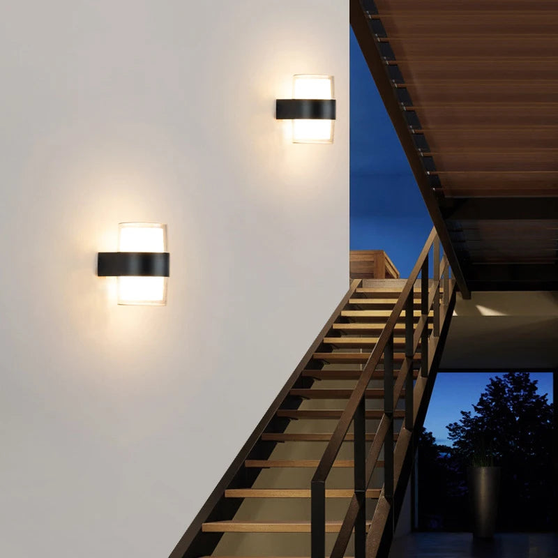Lumières extérieures haut et bas applique IP65 étanche porche lumière jardin cour décoration 85-265V appliques murales en plein air - vue 7 sur 8