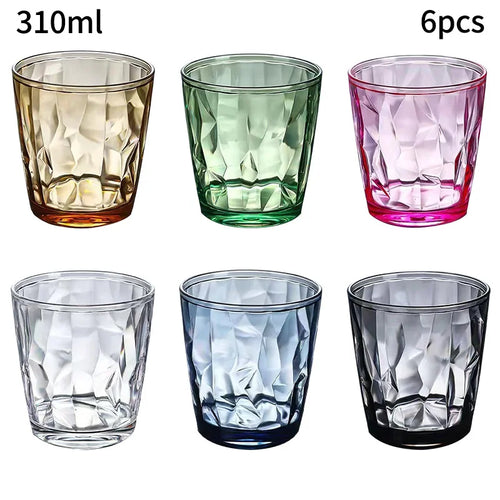 Verres incassables en acrylique style vintage strié réutilisables