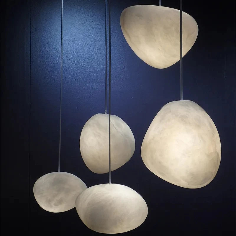 lustre moderne led texture naturelle marbre - vue 7 sur 10