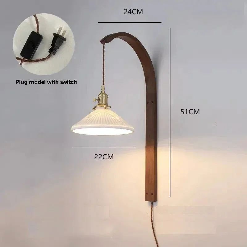 lampe moderne en bois de noyer avec lumière led décorative - vue 7 sur 21