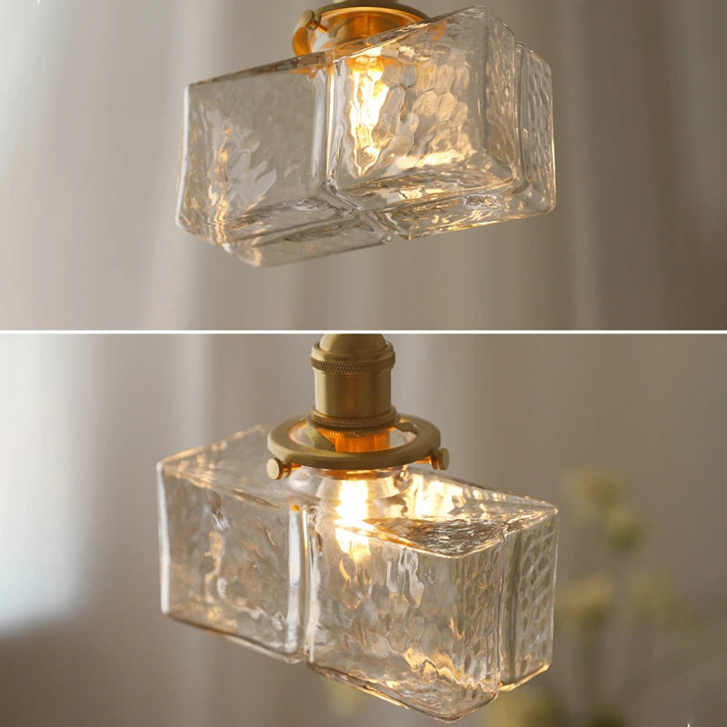 Rétro carré en verre pot suspension Vintage lampe à LED abat-jour lustre pour salle à manger chambre Table de chevet éclairage créatif - vue 7 sur 9