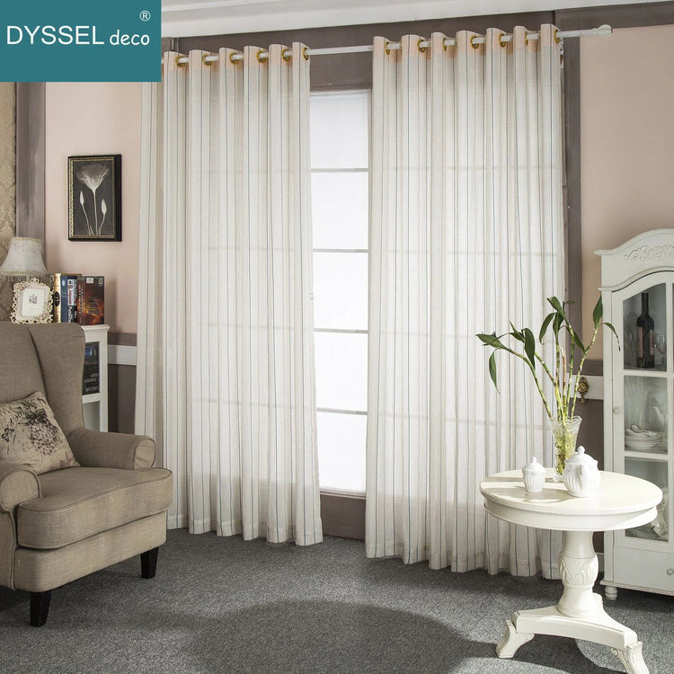 Rideau rayé style européen translucide pour salon chambre