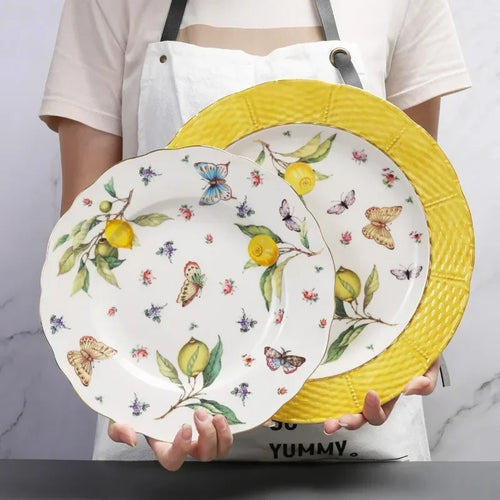 Assiette en céramique style européen motif citron