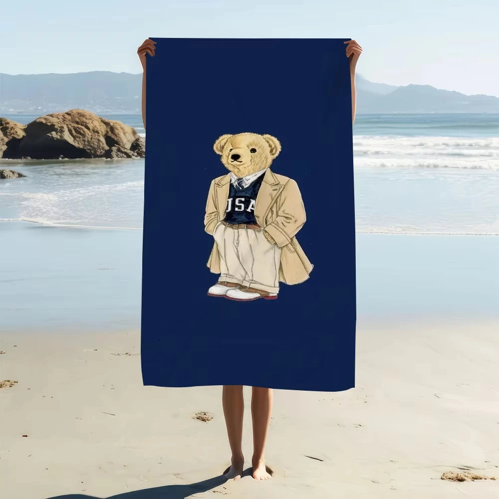 Serviette de plage légère séchage rapide oursons anime - vue 2 sur 5
