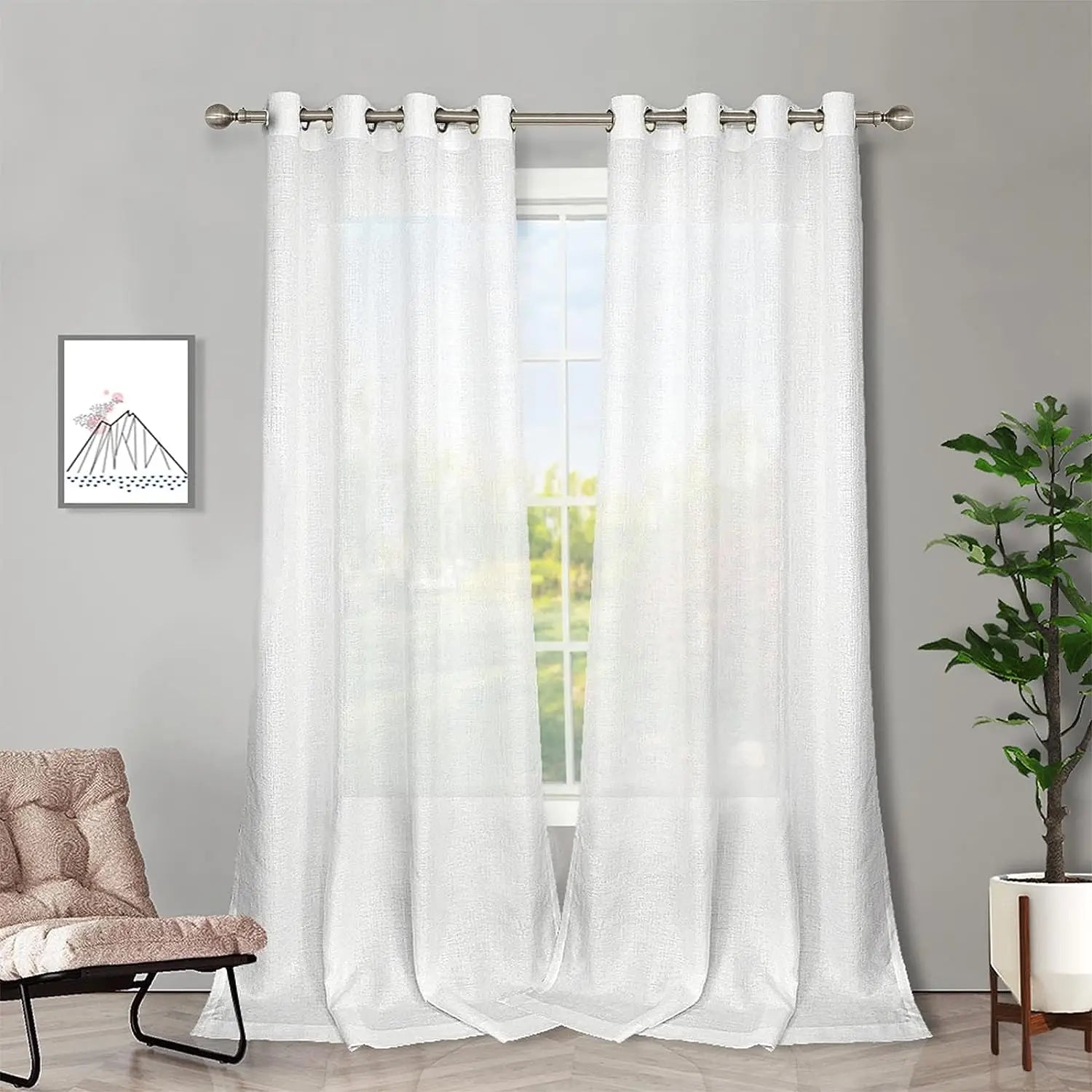 Voilage tulle imitation lin sur mesure style moderne