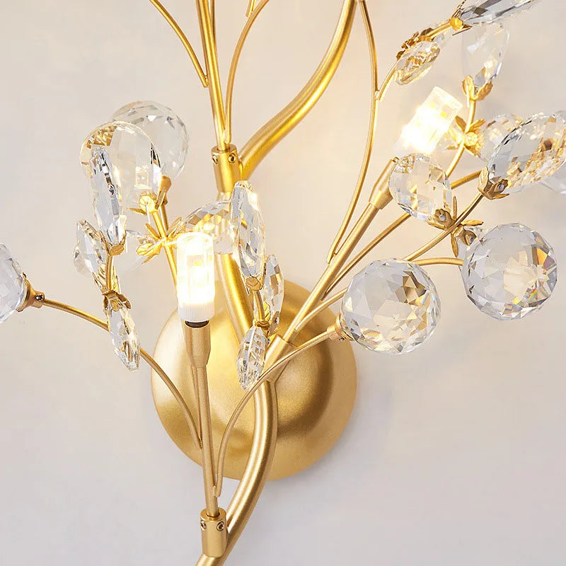 applique murale en cristal avec branches de fleurs romantiques en métal - vue 6 sur 7