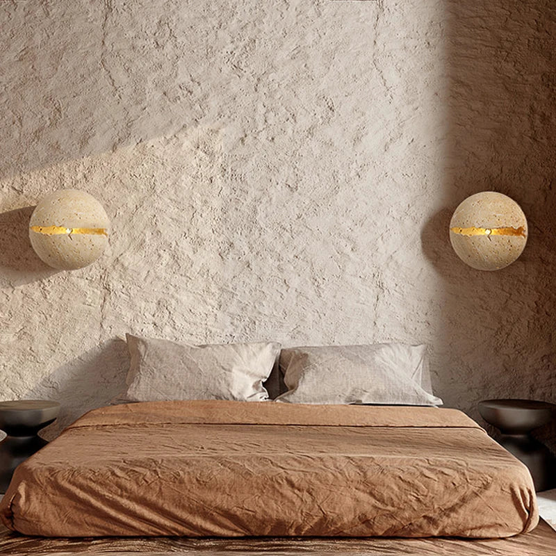 applique murale Style chaud Wabi Sabi naturel jaune grotte pierre salon couloir escalier chez l'habitant hôtel Led décoration chaude - vue 4 sur 6