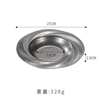 Assiette inox retro style restaurant plate peu profond