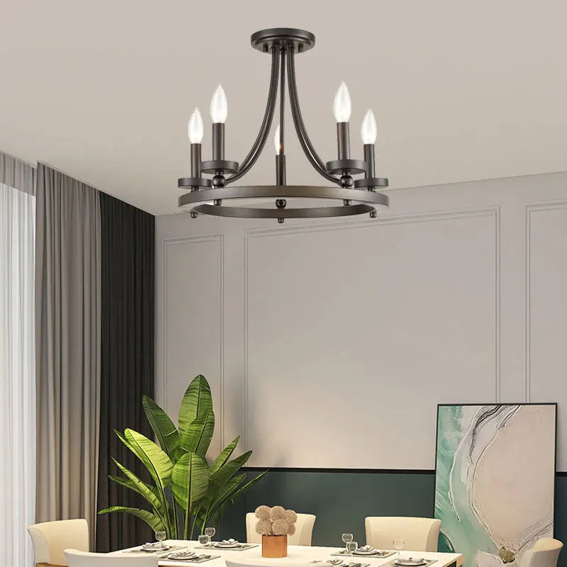 lustre américain en fer avec bougies simple personnalité rétro