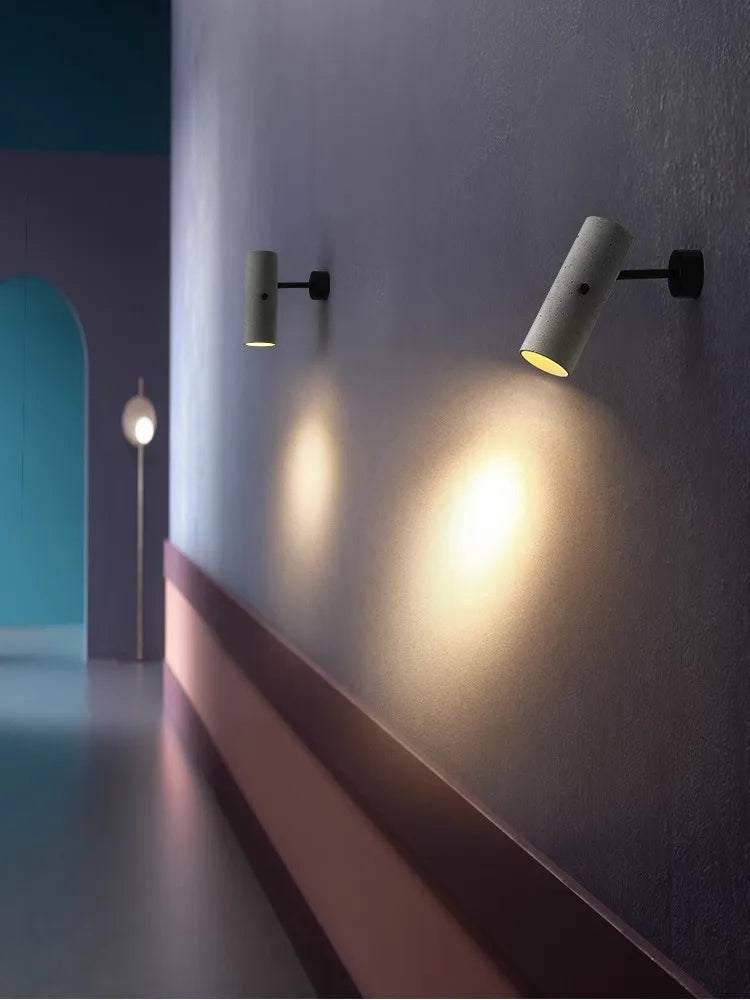 Applique murale led en ciment style industriel projecteur rotatif créatif - vue 6 sur 6