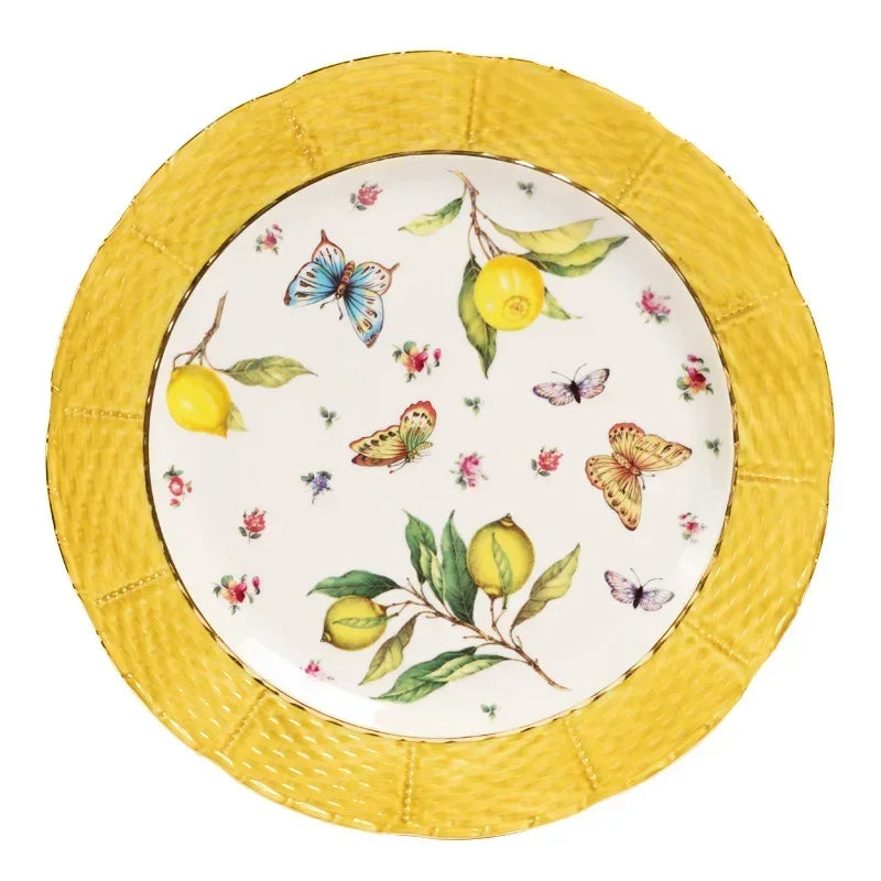 Assiette ceramique motif citron style europeen cuisine decoratif - vue 6 sur 6