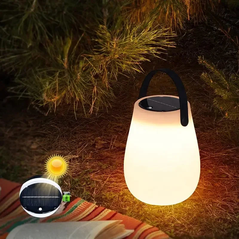 lanterne solaire rechargeable sans fil avec poignée en silicone