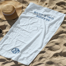 serviette de plage personnalisee monogramme style rayures preppy