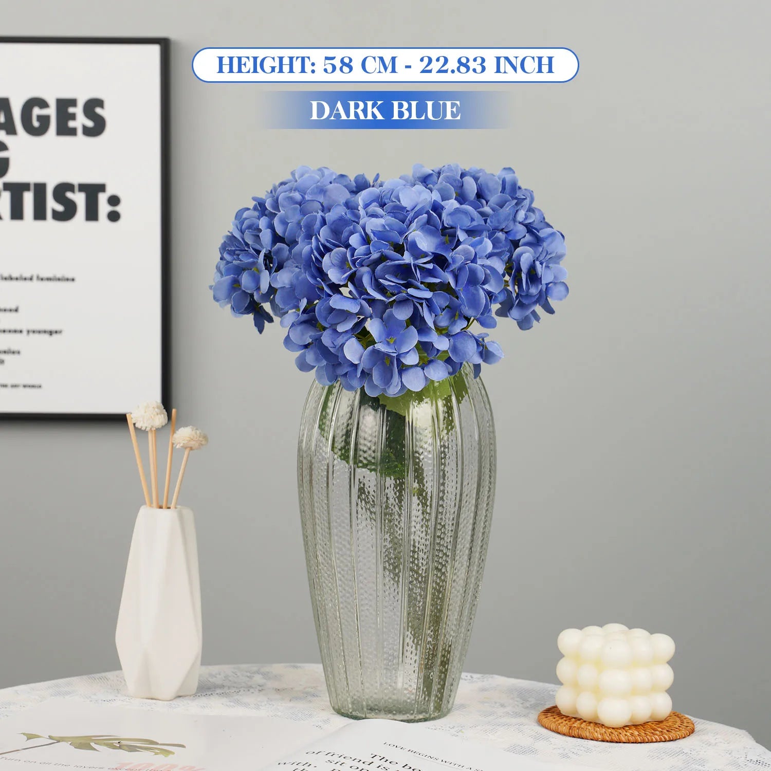 bouquet d'hortensias artificiels en soie pour décoration d'événements - vue 11 sur 19