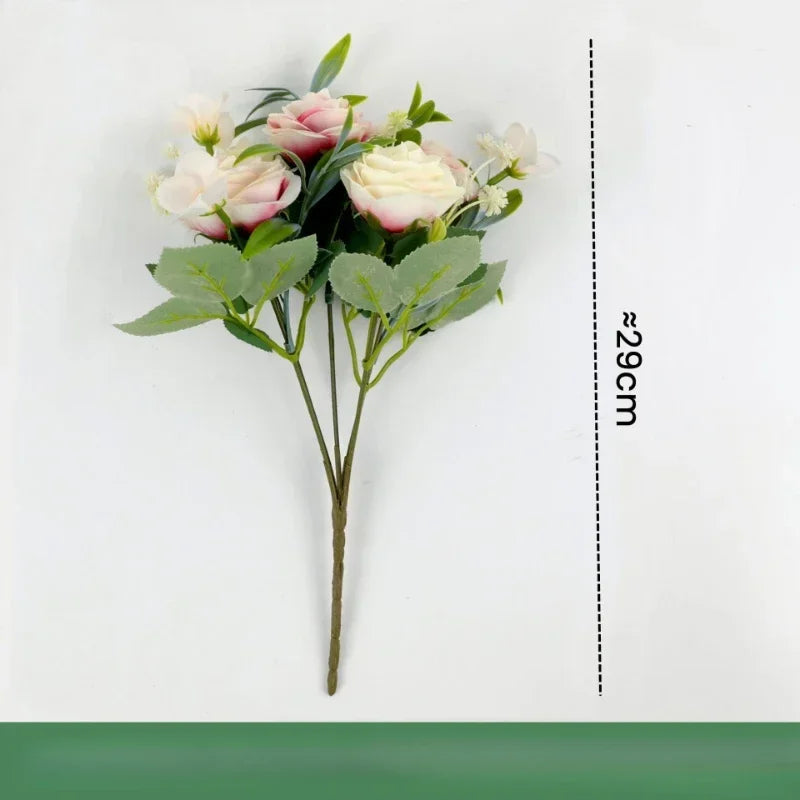 bouquet de roses artificielles en soie pour décoration intérieure - vue 12 sur 12