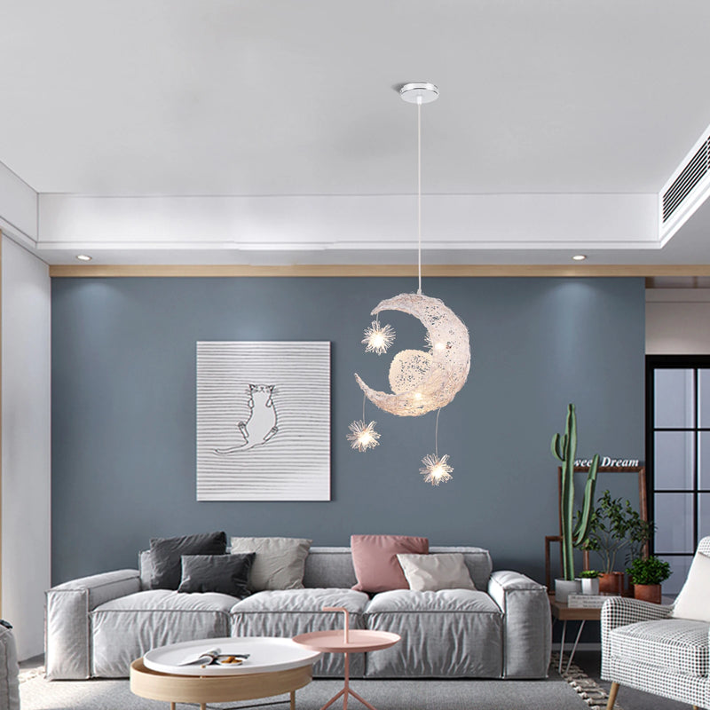 lampe suspendue créative en forme d'étoile et de lune led