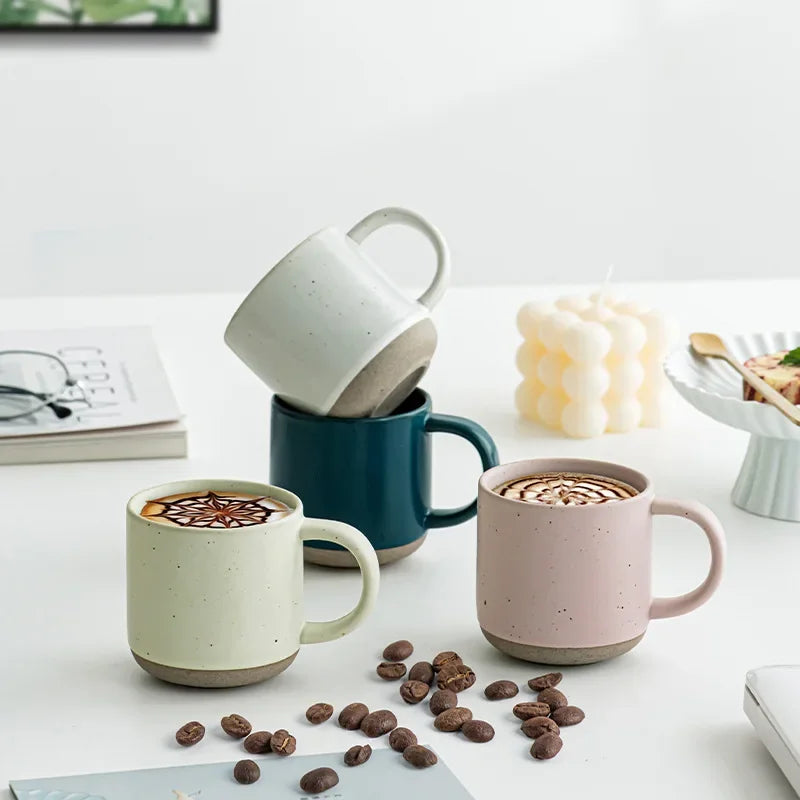Mug ceramique mouchetee design retro anse 150ml
