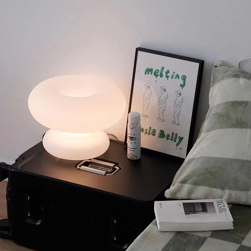 lampe de table moderne cercle laiteux à intensité réglable - vue 2 sur 6